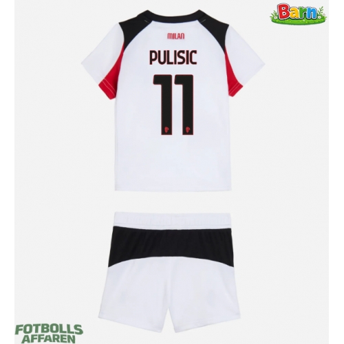 AC Milan Christian Pulisic #11 Bortaställ Barn 2025-26 Kortärmad (+ Korta byxor)